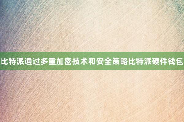 比特派通过多重加密技术和安全策略比特派硬件钱包