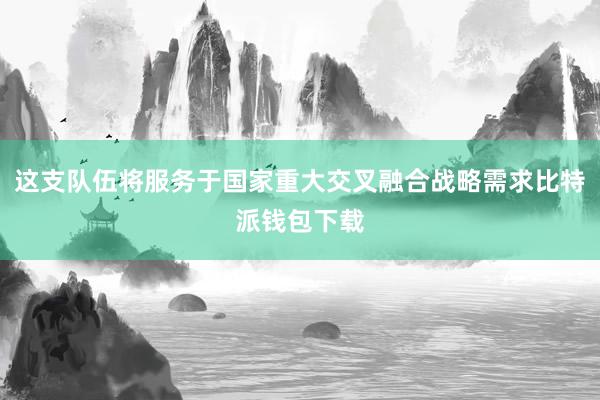 这支队伍将服务于国家重大交叉融合战略需求比特派钱包下载