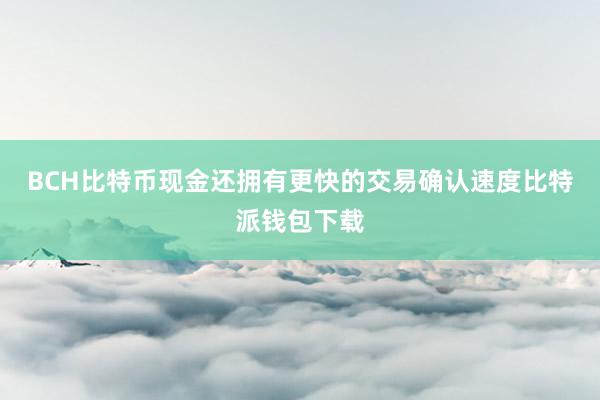 BCH比特币现金还拥有更快的交易确认速度比特派钱包下载