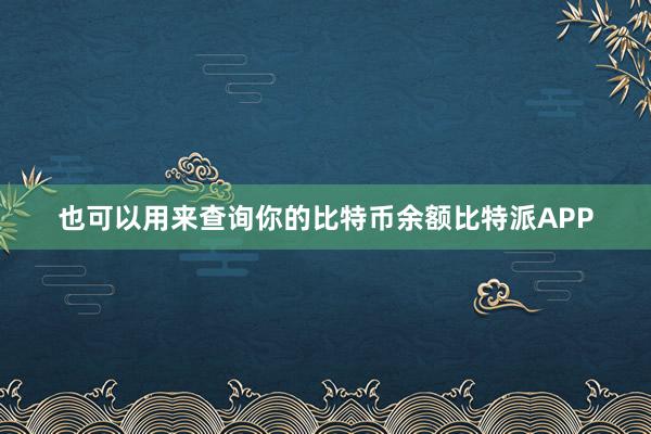 也可以用来查询你的比特币余额比特派APP