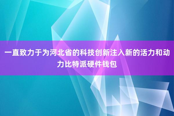 一直致力于为河北省的科技创新注入新的活力和动力比特派硬件钱包