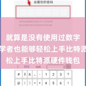 就算是没有使用过数字货币的初学者也能够轻松上手比特派硬件钱包