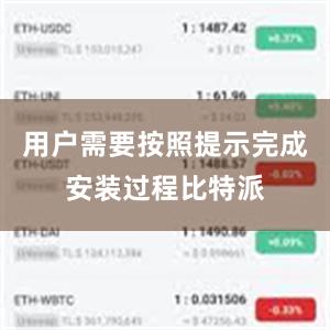 用户需要按照提示完成安装过程比特派